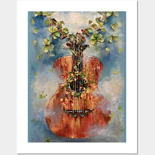 Guitar original painting oil on canvas Posters and Art